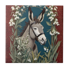 Elegant Donkey och Lily The Valley Flowers Kakelplatta