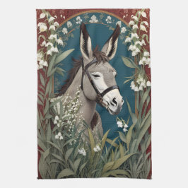 Elegant Donkey och Lily The Valley Flowers Kökshandduk