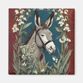 Elegant Donkey och Lily The Valley Flowers Magnet