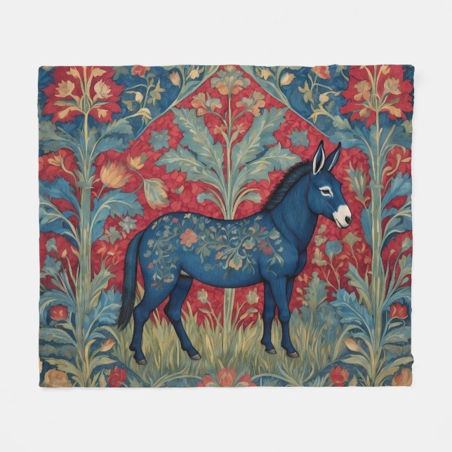 Elegant Donkey William Morris Inspired Patterned Fleecefilt (Framsidan (Horisontell))