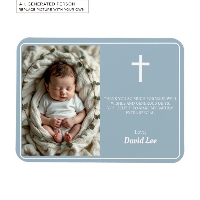 Elegant dop Dusty Blue tack foto Magnet (Skapare uppladdad)