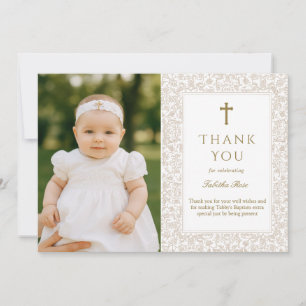 Elegant dop Guld Kors Foto Tack Inbjudningar