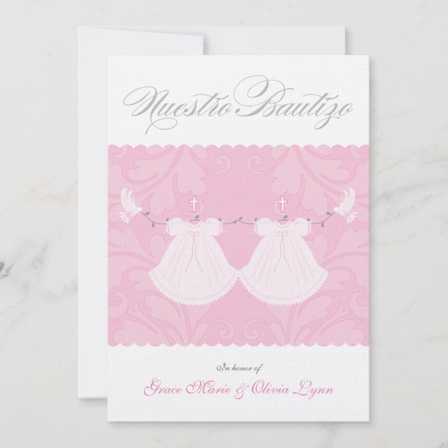 Elegant dop inbjudan | Nuestro Bautizo (Framsida)