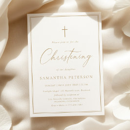 Elegant dop med gul kalligrafi inbjudningar