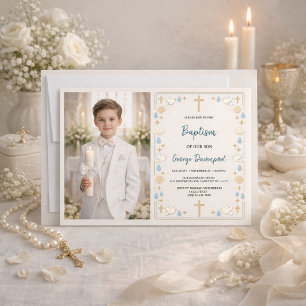 Elegant dop   Religiös barn dopfest Inbjudningar