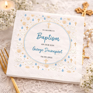 Elegant dop Religiös barn dopfest Pappersservett