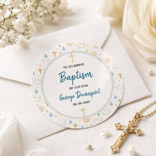 Elegant dop Religiös barn dopfest Runt Klistermärke