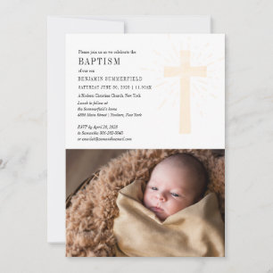 Elegant dop religiöst evenemang babyfoto inbjudningar