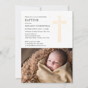 Elegant dop religiöst evenemang babyfoto inbjudningar
