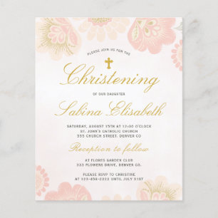 Elegant dopinbjudan med blommor till låg budget