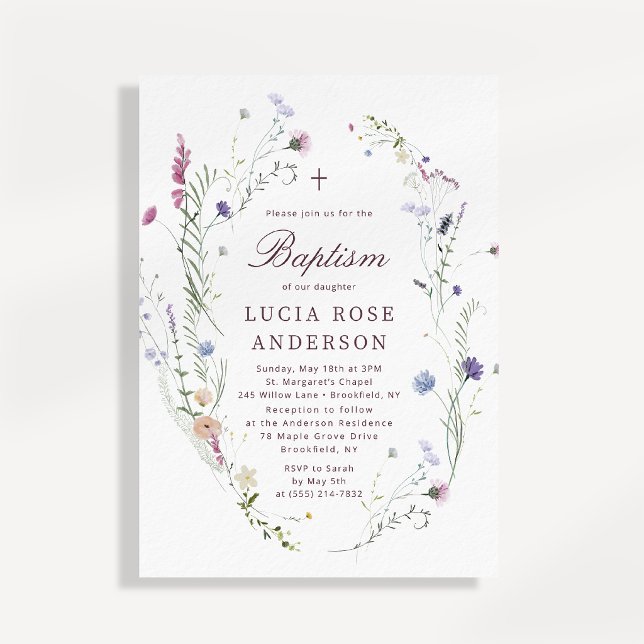 Elegant dopinvitation med vildblomma inbjudningar (Skapare uppladdad)