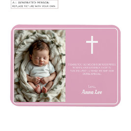 Elegant Dopning Dammt Rosa Tack Foto Magnet