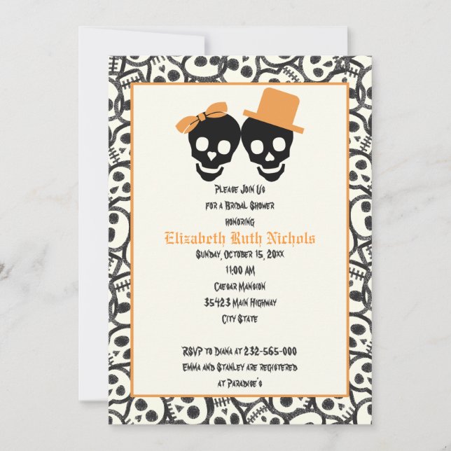 Elegant döskallars Halloween bröllop möhippa Inbjudningar (Framsida)