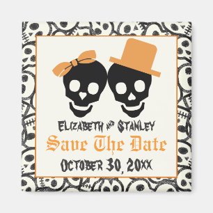 Elegant döskallars Halloween bröllop spara datum Magnet