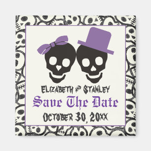 Elegant döskallars Halloween bröllop spara datum Magnet