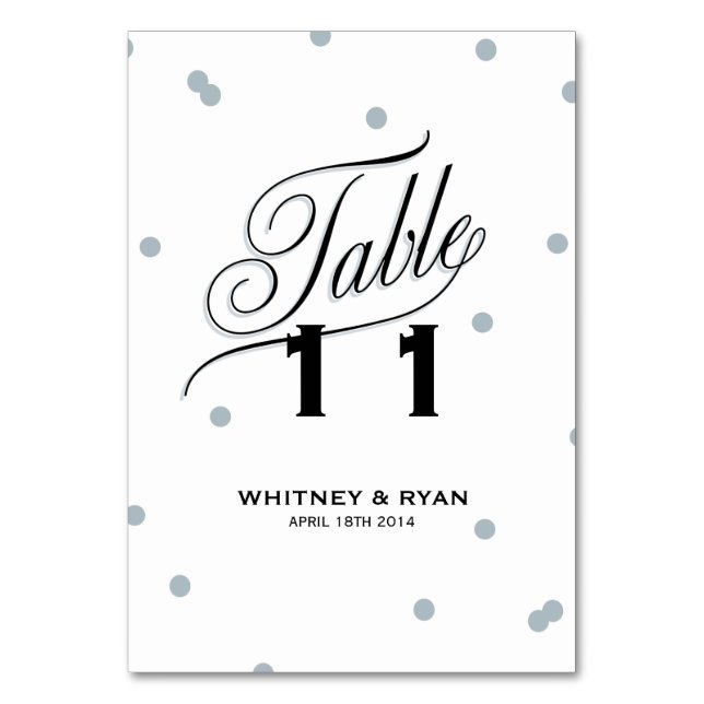 Elegant Dot Silver Bord-kort Bordsnummer (Framsidan)