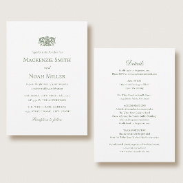 Elegant Double-sided Wedding Invitation Green Inbjudningar