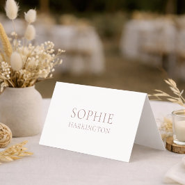 Elegant Double-Sided White Wedding Place Card Kort