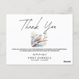 Elegant Dove Funeral Simple Script - tackkort Vykort