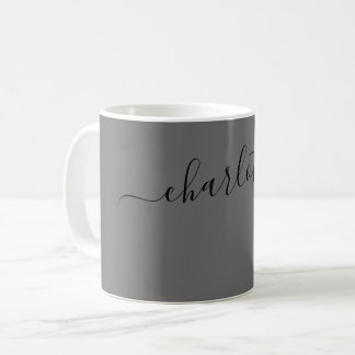 Elegant Dove Grå Färg Modern Namn Personlig Kaffemugg