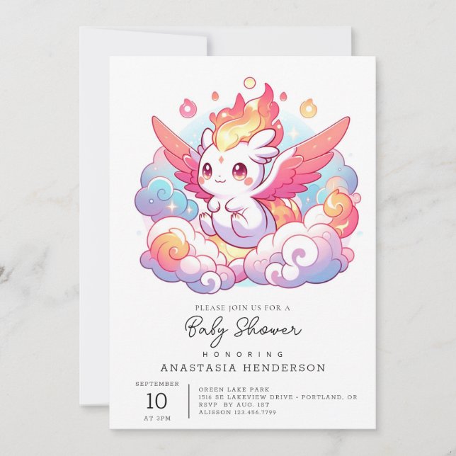 Elegant Dragon Baby Shower Inbjudningar (Framsida)