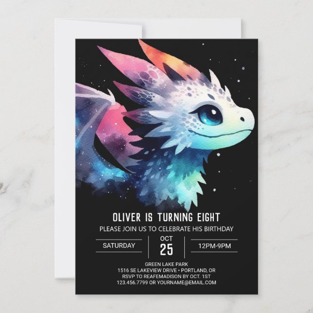 Elegant Dragon Birthday Digital Inbjudningar (Framsida)