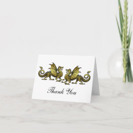 Elegant Dragon i Guld Tack för ditt kort