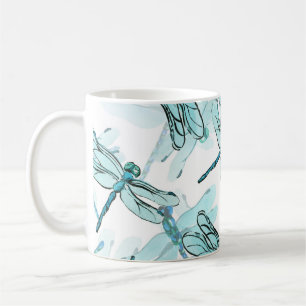 Elegant Dragonflies: vattenfärg Kaffemugg
