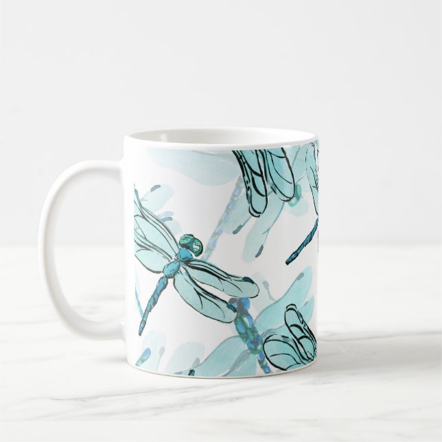 Elegant Dragonflies:  vattenfärg Kaffemugg (Vänster)