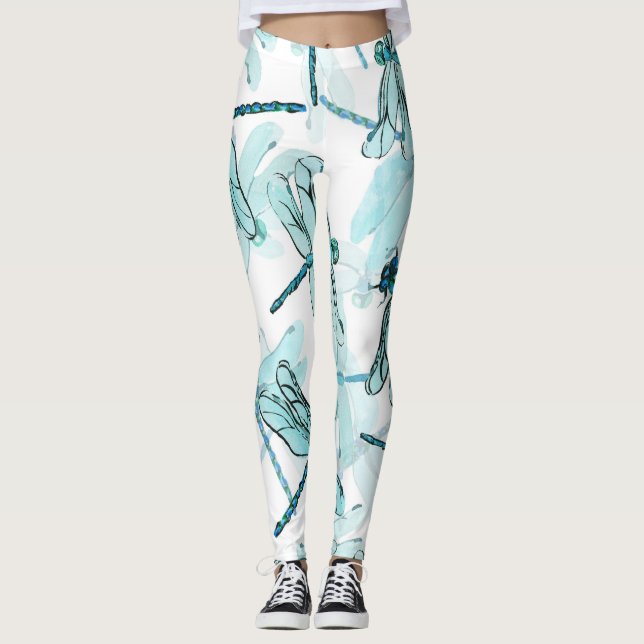Elegant Dragonflies:  vattenfärg Leggings (Framsida)