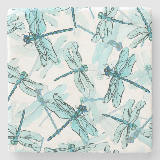 Elegant Dragonflies:  vattenfärg Stenunderlägg (Framsidan)
