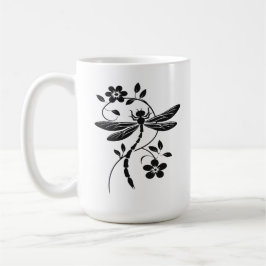 Elegant Dragonfly och Blommigt Kaffemugg