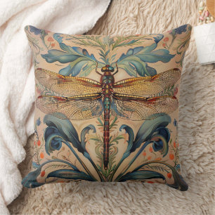 Elegant Dragonfly Pillow - William Morris Inspired Kudde