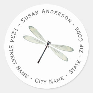Elegant Dragonfly Return-adressetikett Runt Klistermärke