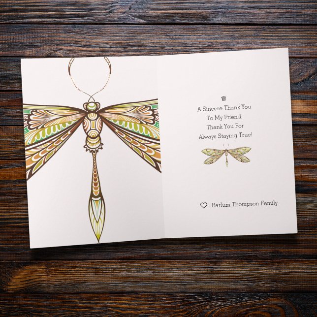 Elegant Dragonfly - tackkort Kort ( Gratitude in Flight: A Heartfelt Thank You, Elegantly Delivered.)