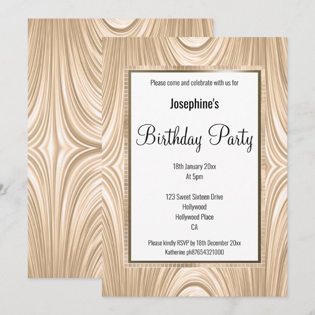 ELEGANT DRAPED SATIN BIRTHDAY-INBJUDAN INBJUDNINGAR (Fram/baksida)