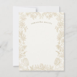 Elegant Drawn Blommigt Ivory Anteckningskort