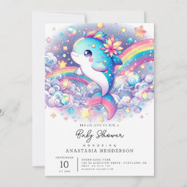 Elegant Dreamy Dolphin Baby Shower Inbjudningar