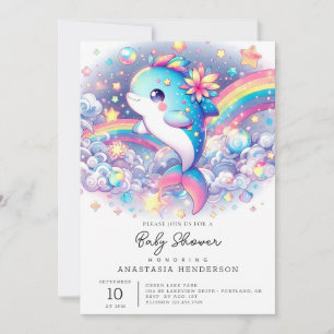 Elegant Dreamy Dolphin Baby Shower Inbjudningar