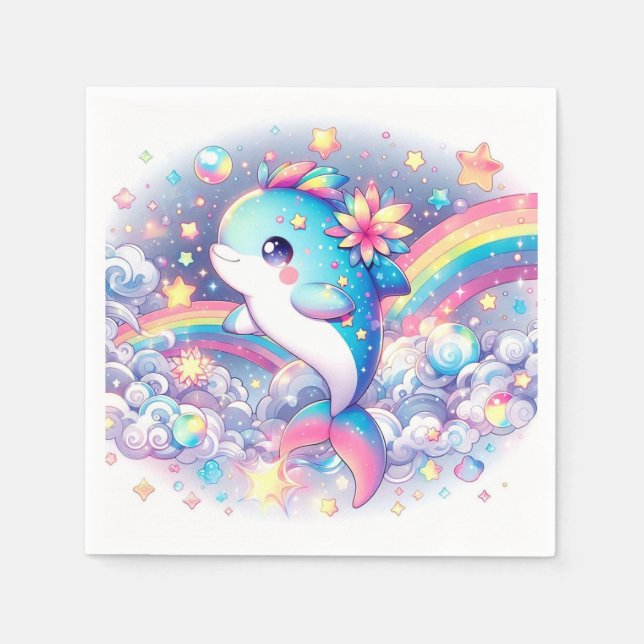 Elegant Dreamy Dolphin Baby Shower Pappersservett (Framsidan)