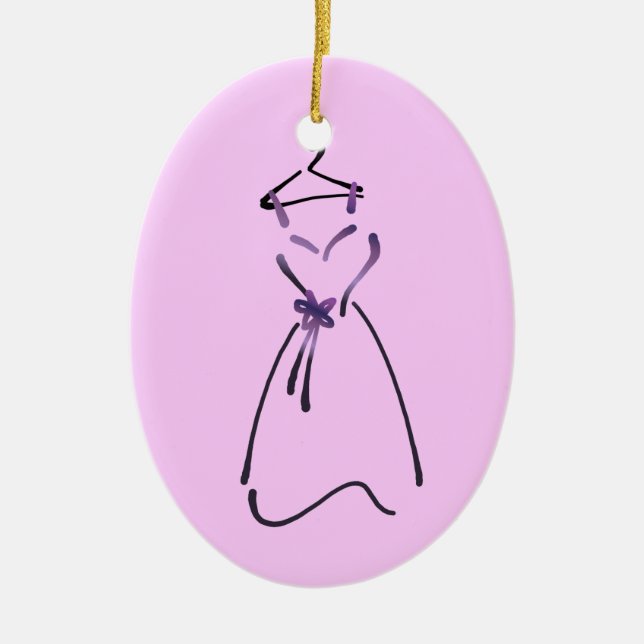 Elegant Dress Design med Anpassade Slogan Julgransprydnad Keramik (Framsidan)