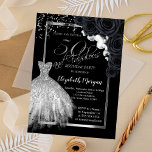 Elegant Dress,Konfetti Black Ro 50:e födelsedagen Inbjudningar<br><div class="desc">Elegant,  svart ro och konetti.</div>