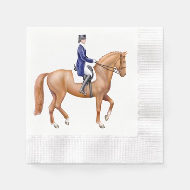 Elegant Dressage Horse Equestrian Papper Napkins Pappersservett (Framsidan)