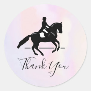 Elegant Dressage Rider on Watercolor Tack Runt Klistermärke