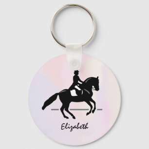 Elegant Dressage Rider på en vattenfärgsbakgrund Nyckelring