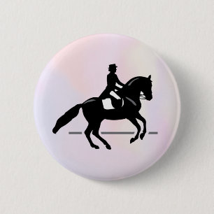 Elegant Dressage Rider på vattenfärgsbakgrund Knapp