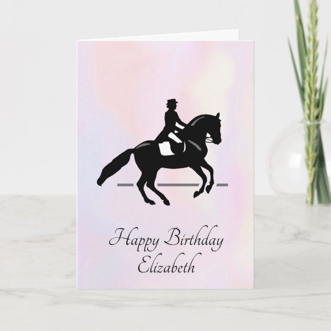 Elegant Dressage Rider på vattenfärgsbakgrund Kort (Framsida)