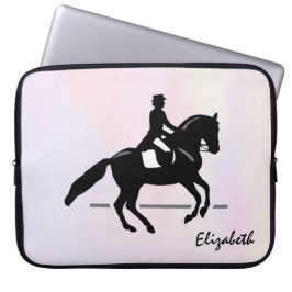 Elegant Dressage Rider på vattenfärgsbakgrund Laptop Fodral