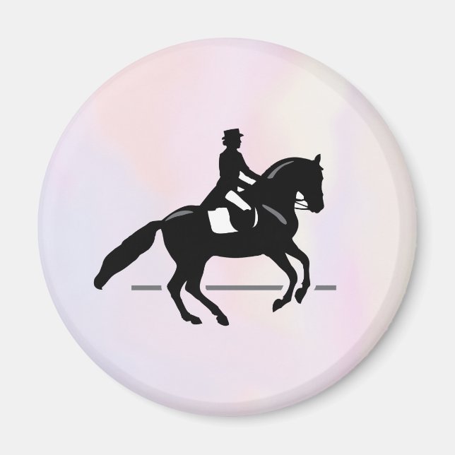 Elegant Dressage Rider på vattenfärgsbakgrund Magnet (Framsidan)