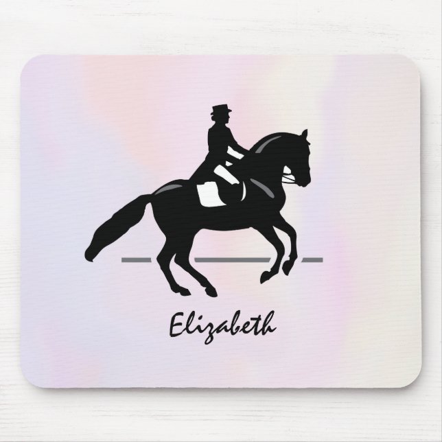 Elegant Dressage Rider på vattenfärgsbakgrund Musmatta (Framsidan)